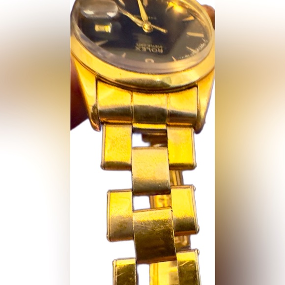 ROLEX Men's Oyster Date Gold-Plated Watch, Black Dial, Ref. 3131, 1950s. - Picture 15 of 16